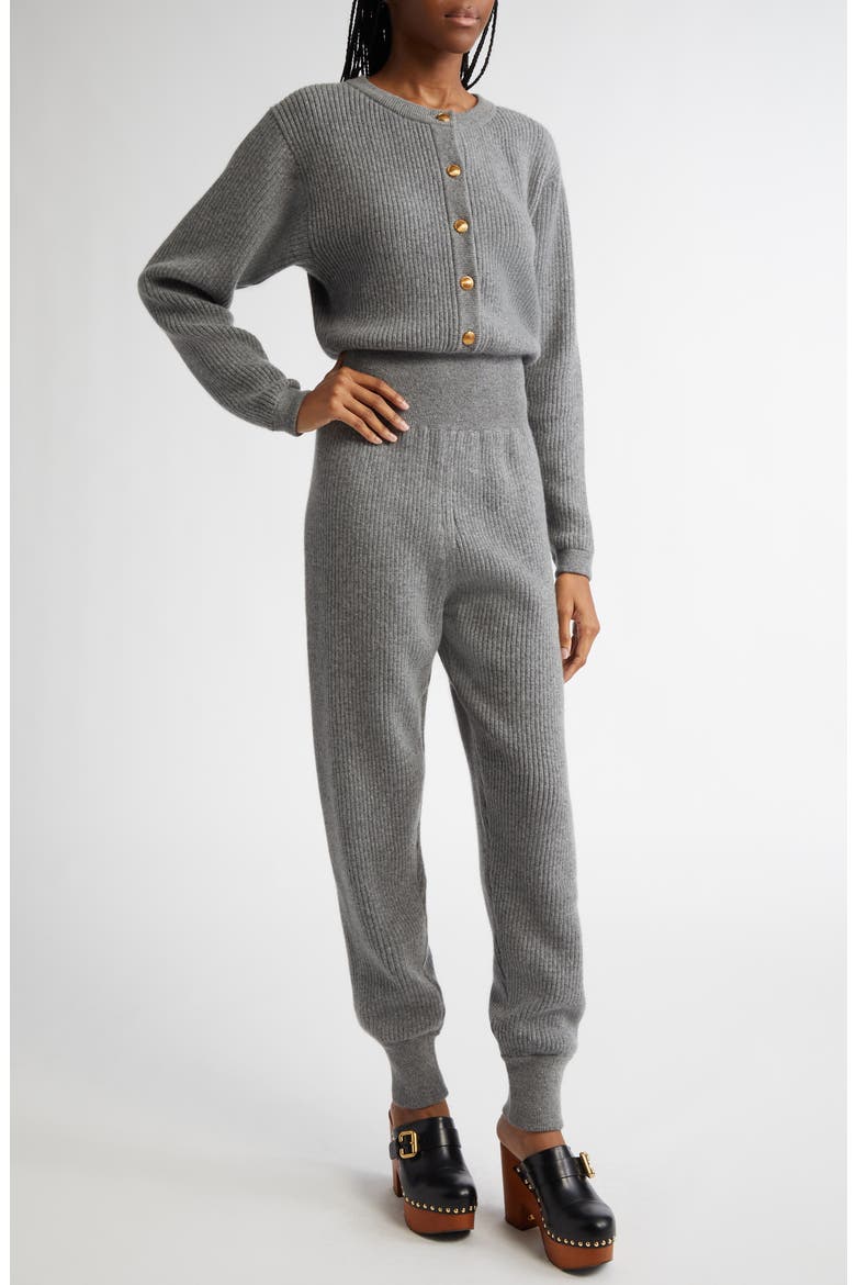 Wool & Cashmere Rib Jumpsuit, Alternate, color, DIVINE GREY