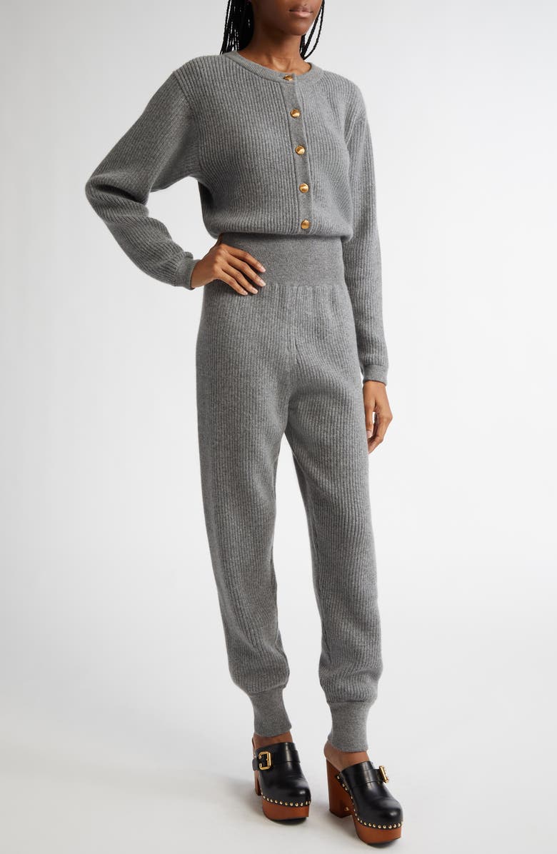 Chloé Wool & Cashmere Rib Jumpsuit, Alternate, color, 