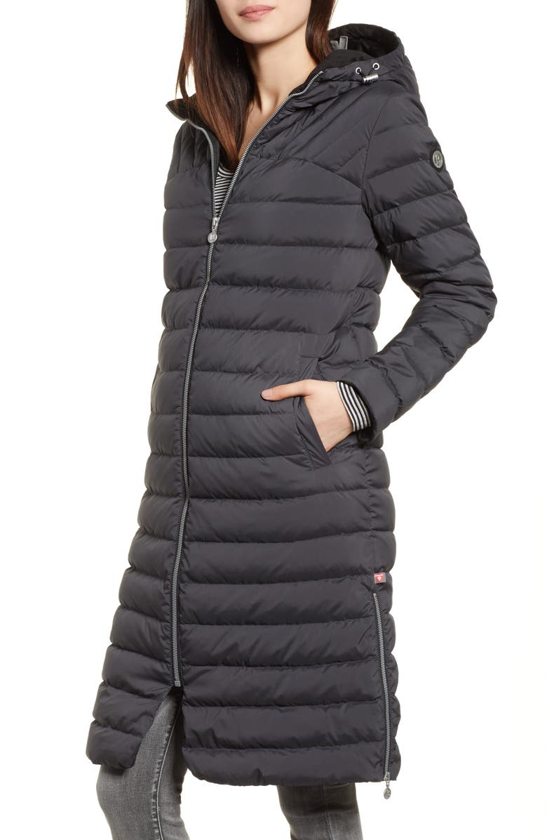 Bernardo Microtouch Pillow Down & Feather Fill Long Coat, Alternate, color,