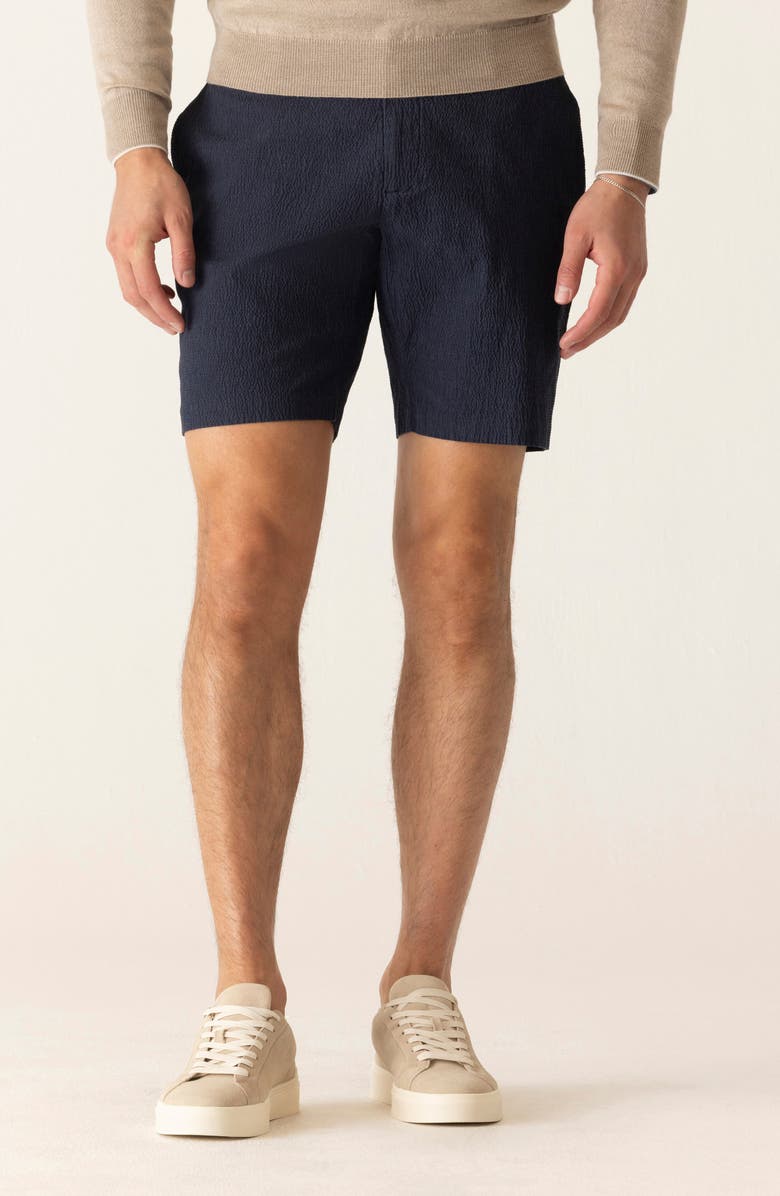 DEKE Oasis Supernatural Stretch Seersucker Bermuda Shorts, Main, color, Indigo Mini Check