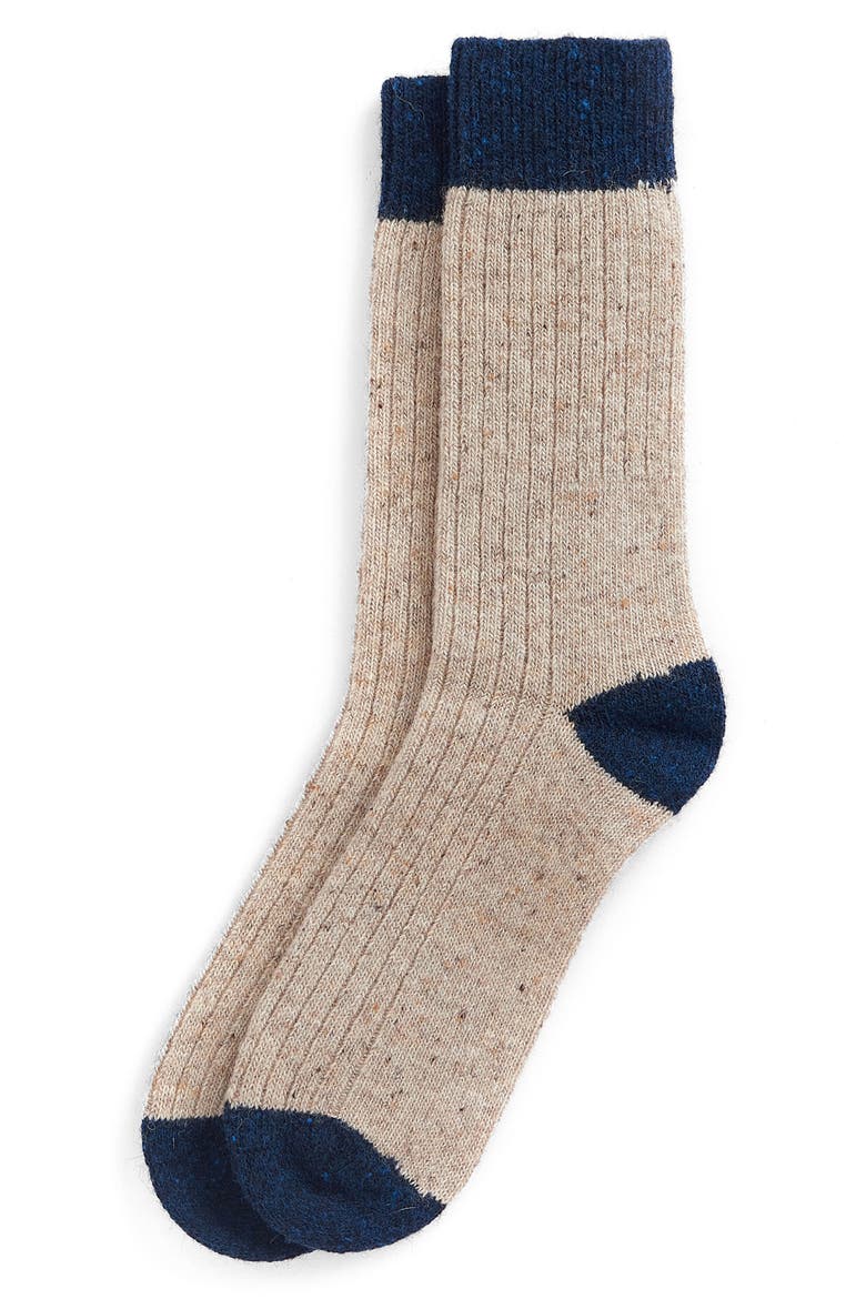 Houghton Wool Blend Boot Socks, Main, color, STONE/NAVY