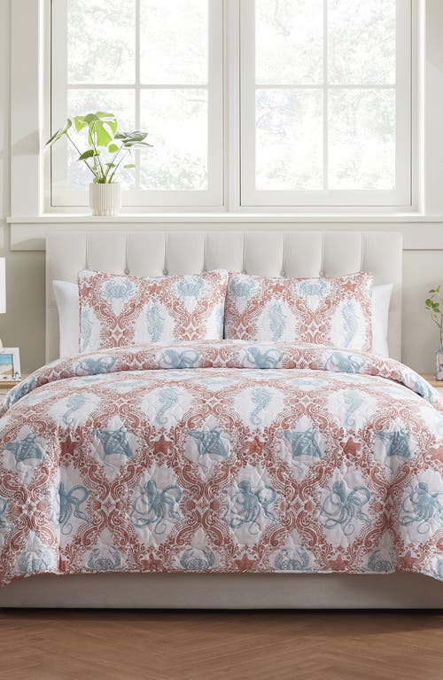 Vcny Home Coastal Coral 3-piece Quilt Set In Pink