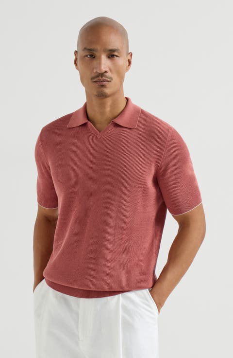 Cotton English rib knit polo