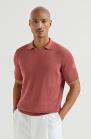 Brunello Cucinelli Cotton English rib knit polo