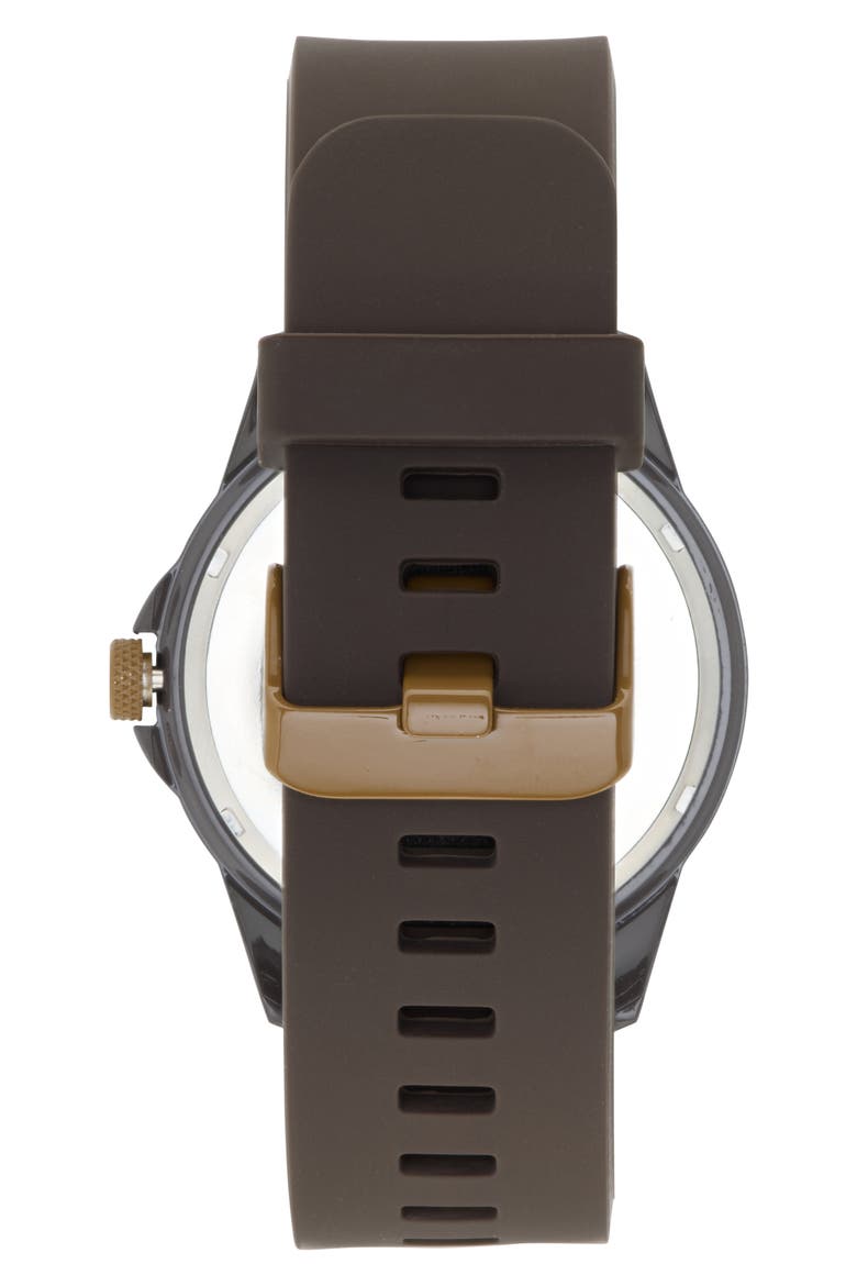 Dark Chocolate Silicone Strap Watch, Alternate, color, DARK BROWN