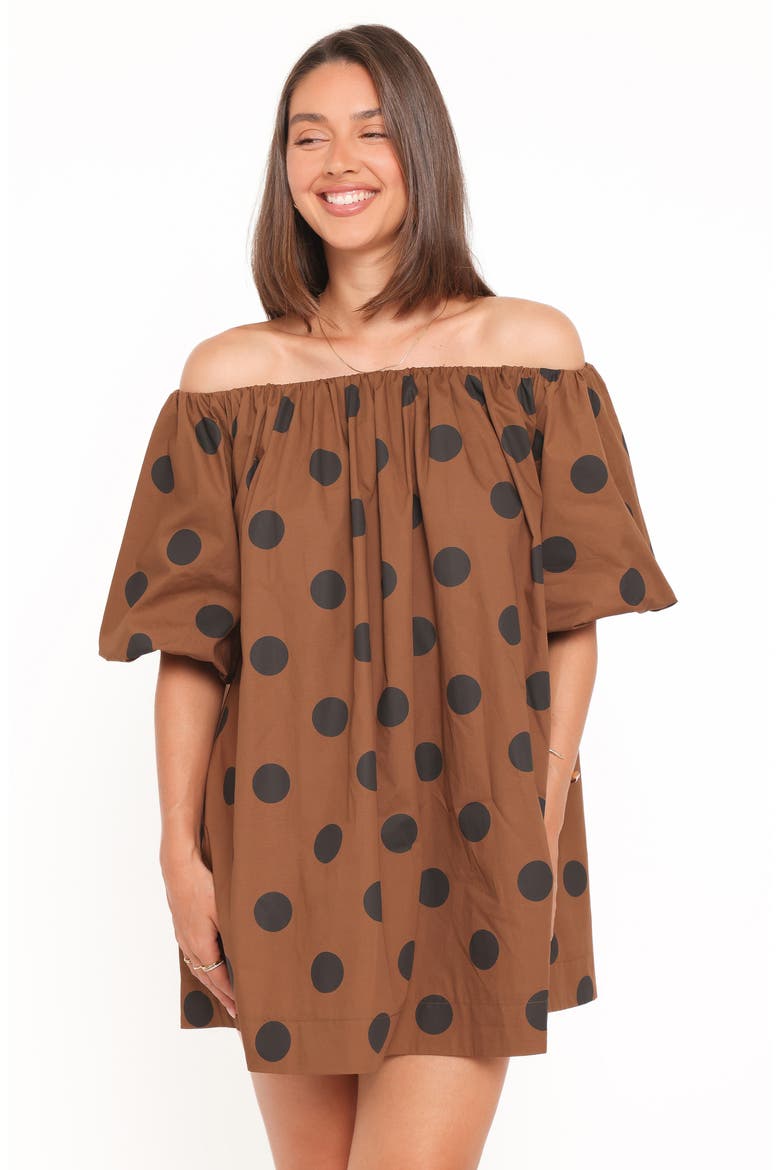 Eddie Polka Dot Minidress, Alternate, color, BROWN POLKA DOT