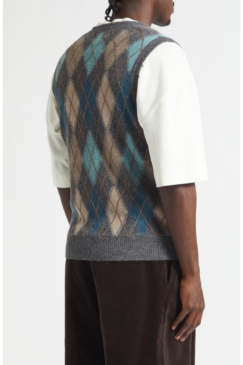 Argyle Intarsia Alpaca Sweater Vest, Alternate, color, GREY