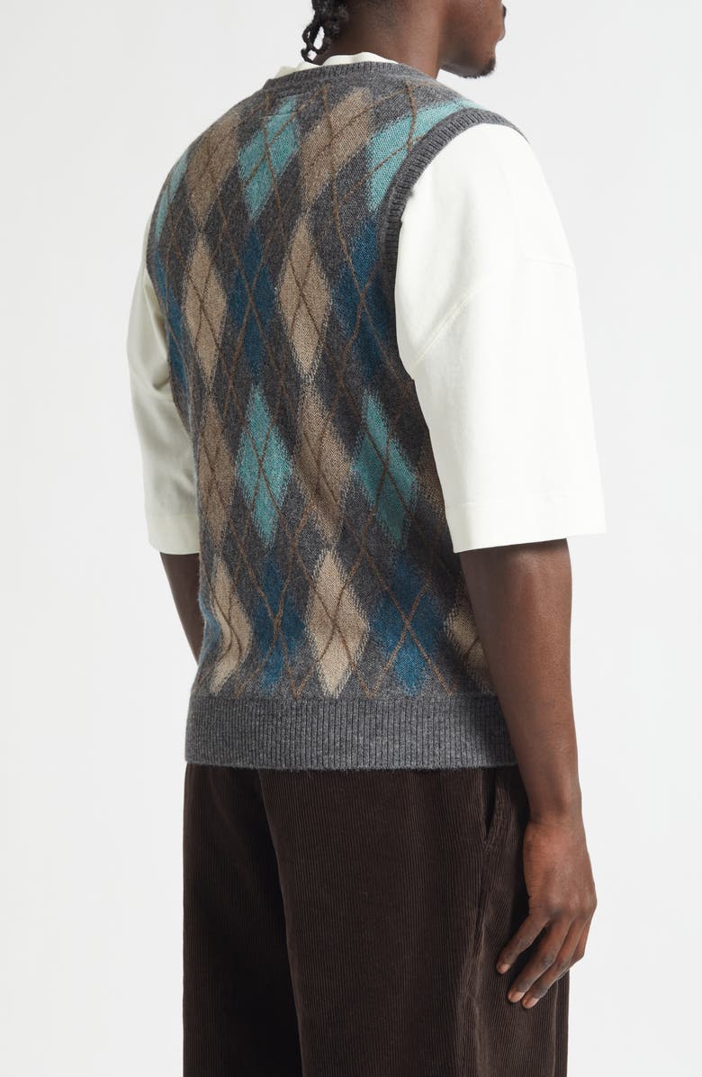 BEAMS Argyle Intarsia Alpaca Sweater Vest, Alternate, color, Grey