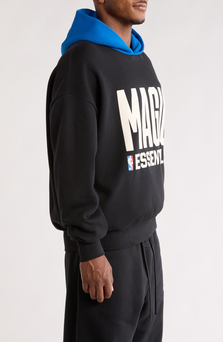 Fear of God Essentials x NBA Magic Sports Fit Hoodie, Alternate, color, Vintage Black/ Blue
