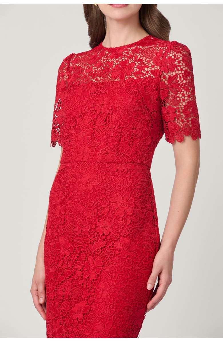 Shoshanna Darcy Savile Row Lace Dress, Alternate, color, Cherry