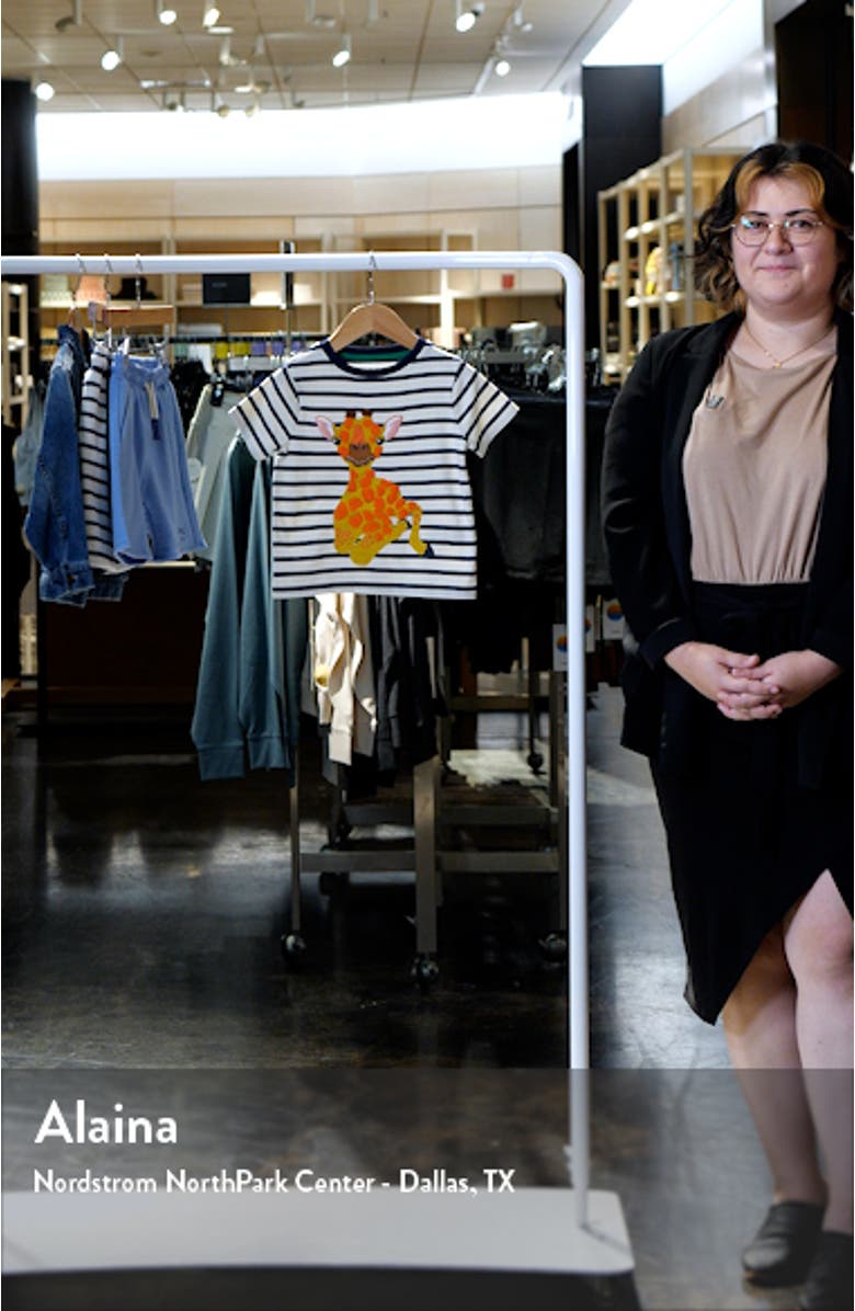 Kids' Stripe Giraffe Appliqué Cotton T-Shirt, sales video thumbnail