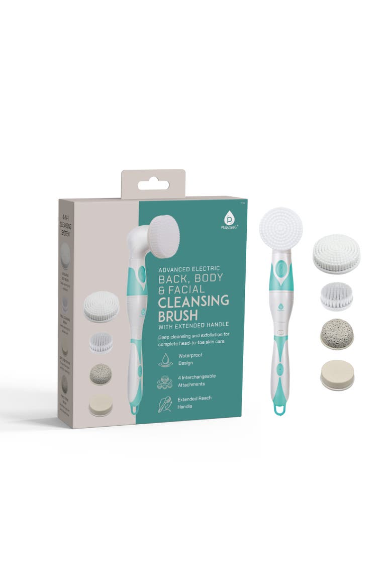 Face & Body Brush with Extended Handle, Main, color, Aqua
