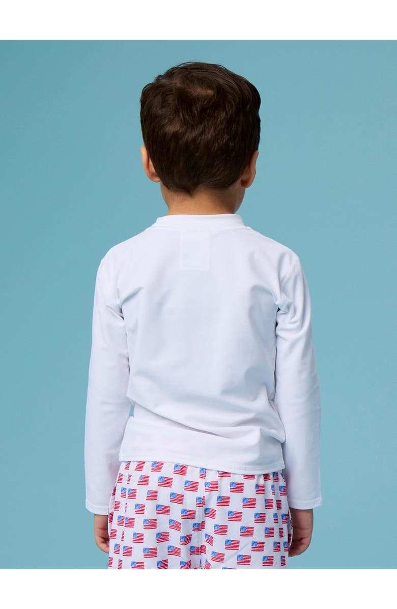 RuggedButts UPF50+ Sun Protected Applique Long Sleeve Rash Guard, Alternate, color, Freedom Flag White