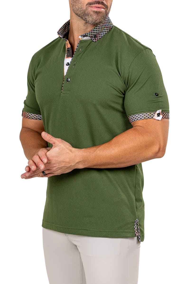 Maceoo Newton Marthyr0033 Green Button-Down Piqué Polo, Alternate, color, Green