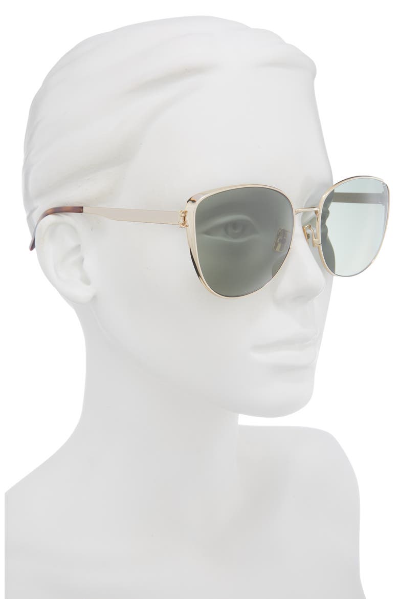 61mm Cat Eye Sunglasses, Alternate, color, GOLD GOLD GREEN