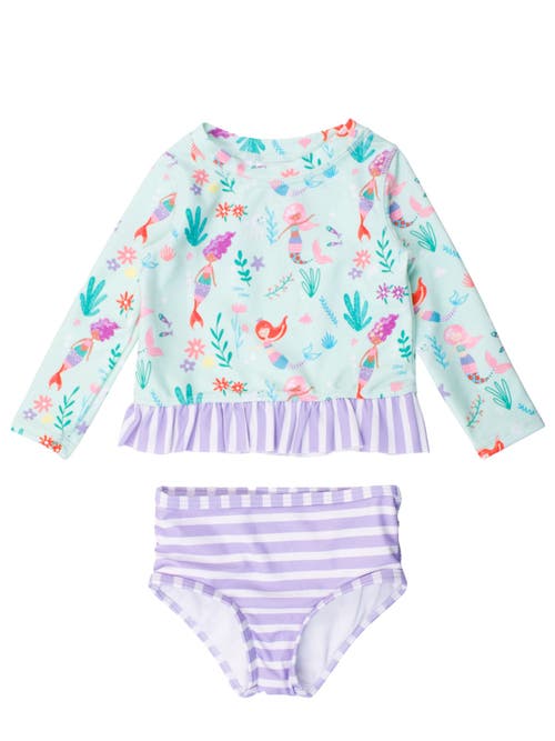 RUFFLEBUTTS RUFFLEBUTTS GIRLS UPF50+ LONG SLEEVE RASH GUARD BIKINI