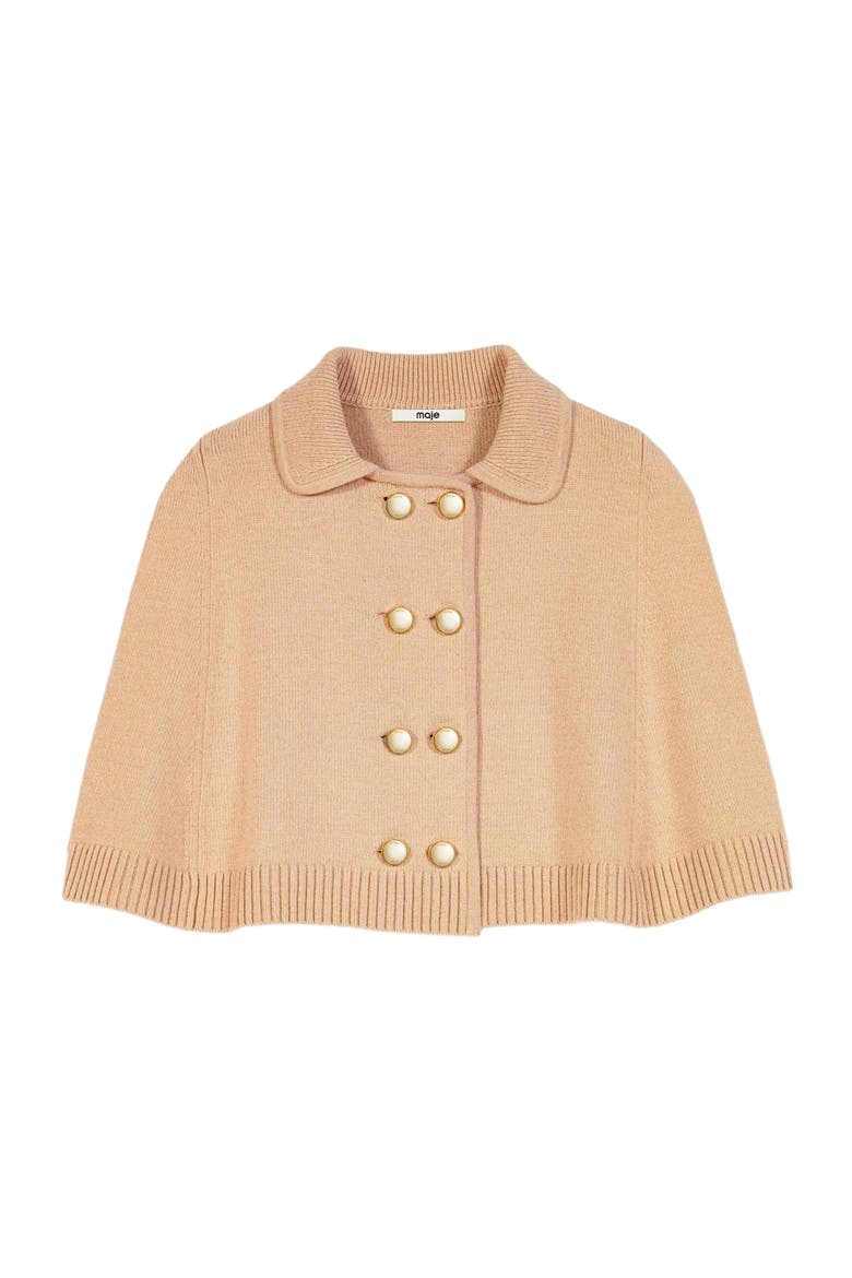 Wool blend mini cape, Alternate, color, Beige