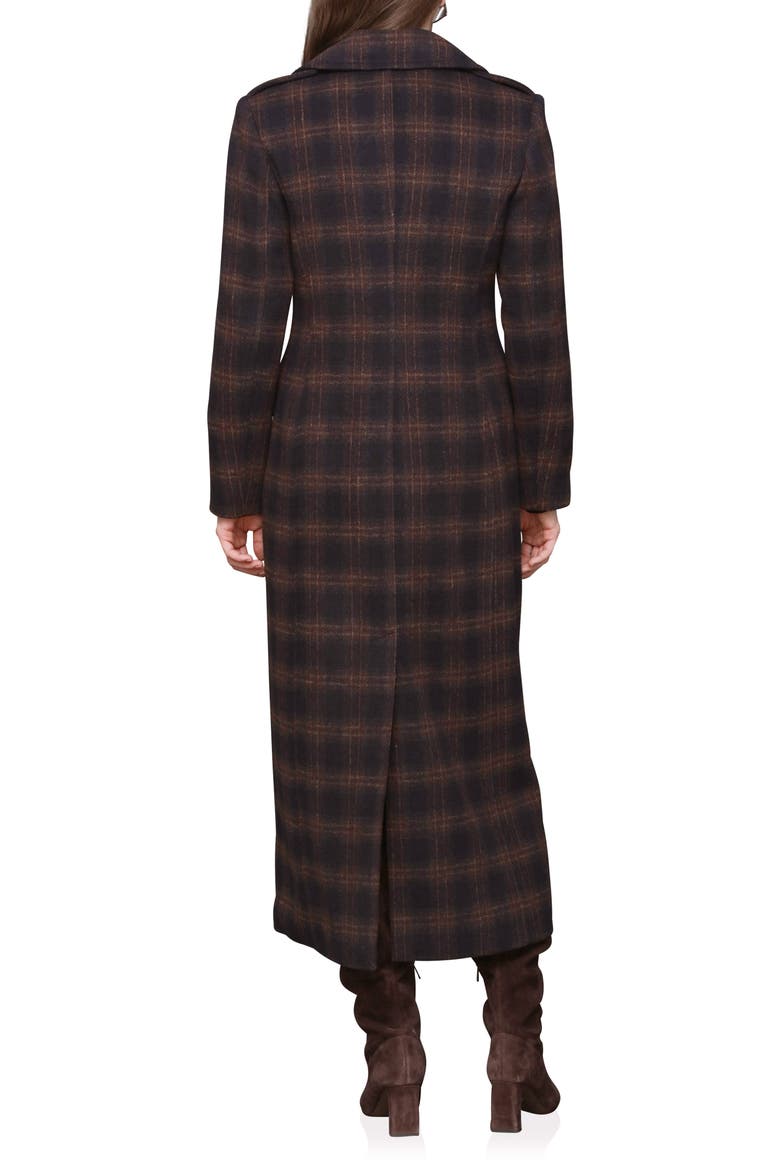 Double Breasted Tailored Maxi Coat, Alternate, color, NAVY-BURGUNDY PLAID