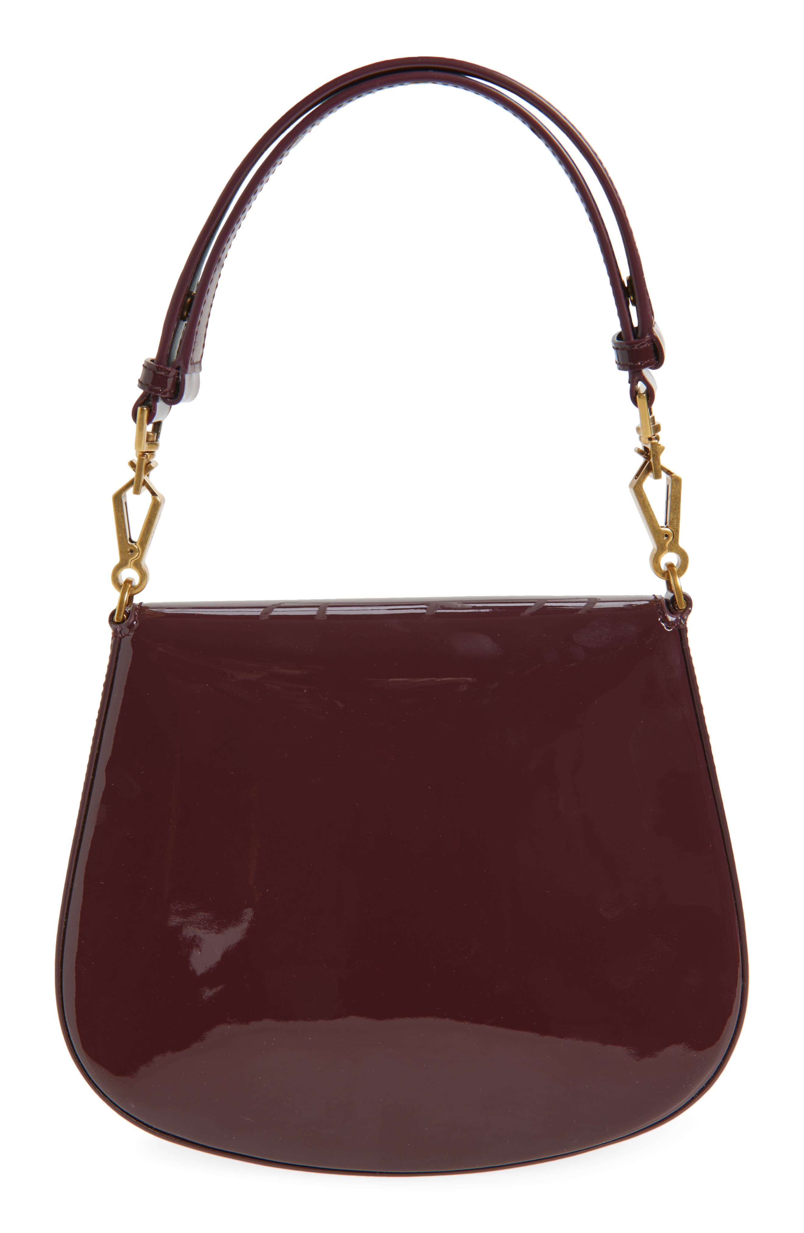 Saint Laurent Voltaire Patent Leather Top Handle Bag, Alternate, color, Dark Red Wine