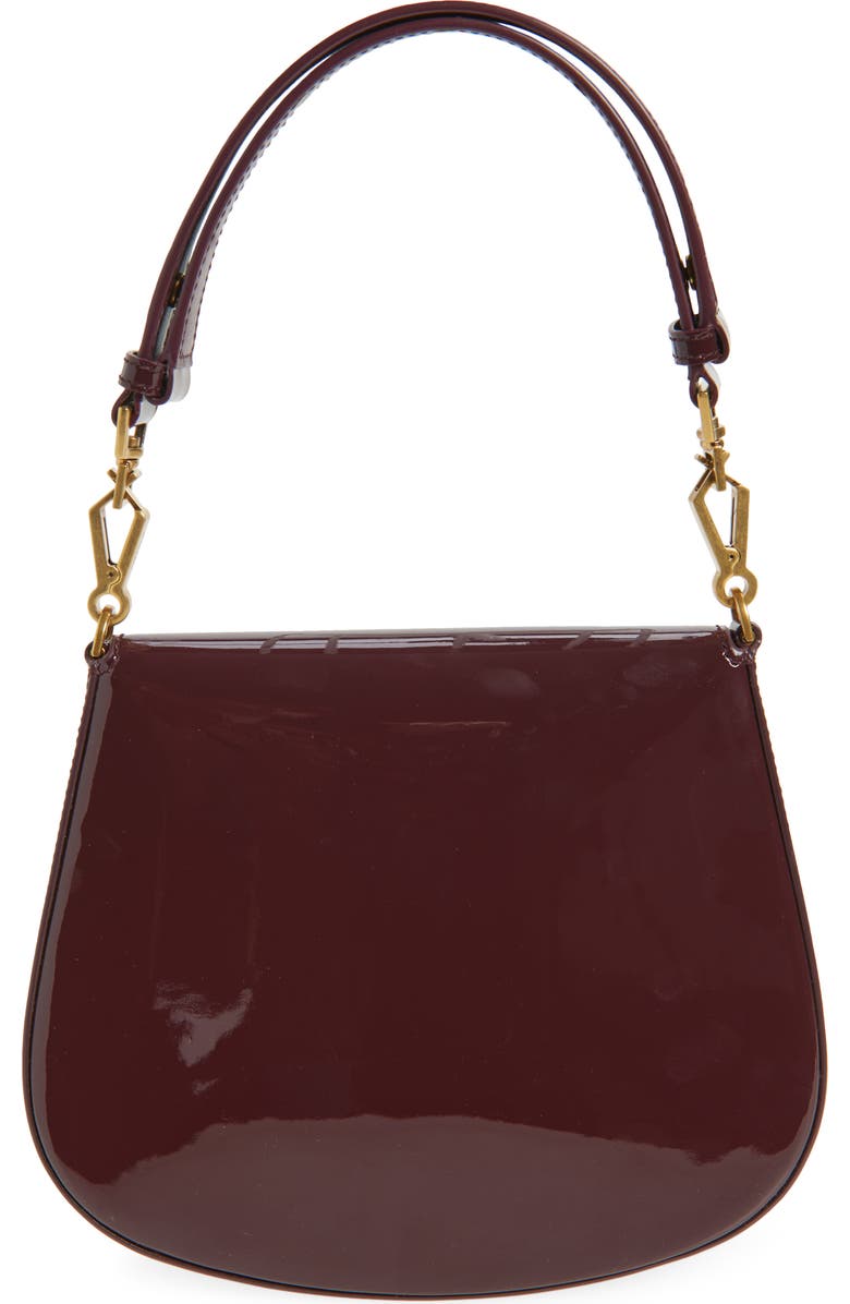 Saint Laurent Voltaire Patent Leather Top Handle Bag, Alternate, color, Dark Red Wine