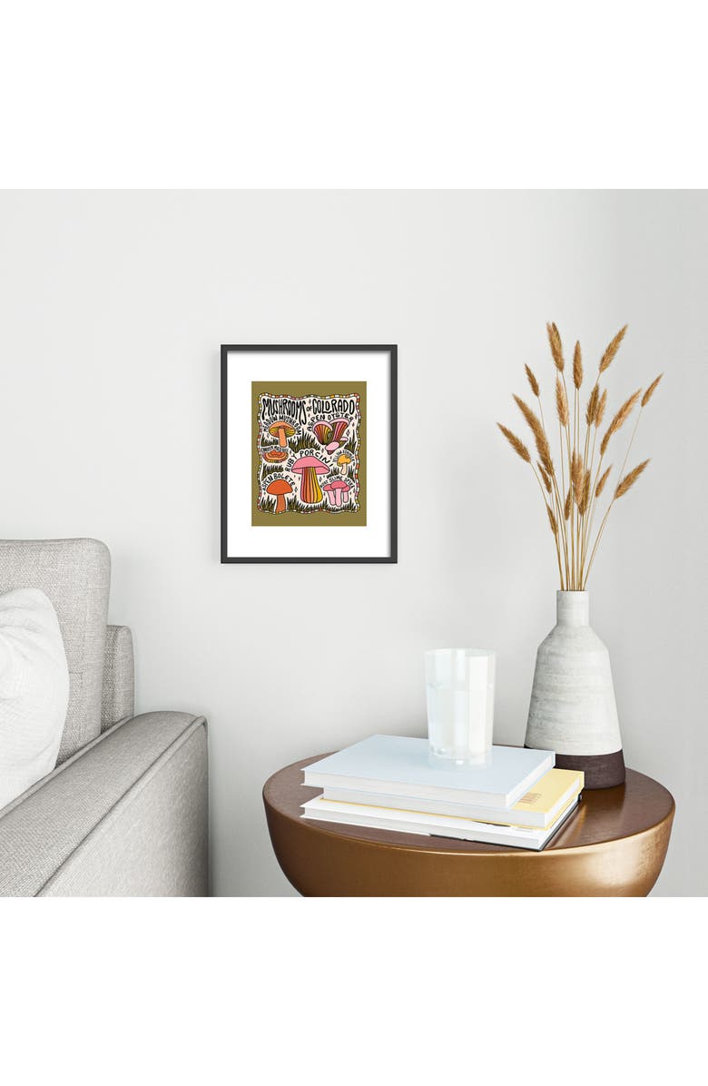 Deny Designs Mushrooms of Colorado Framed Art Print, Alternate, color, Black Tones