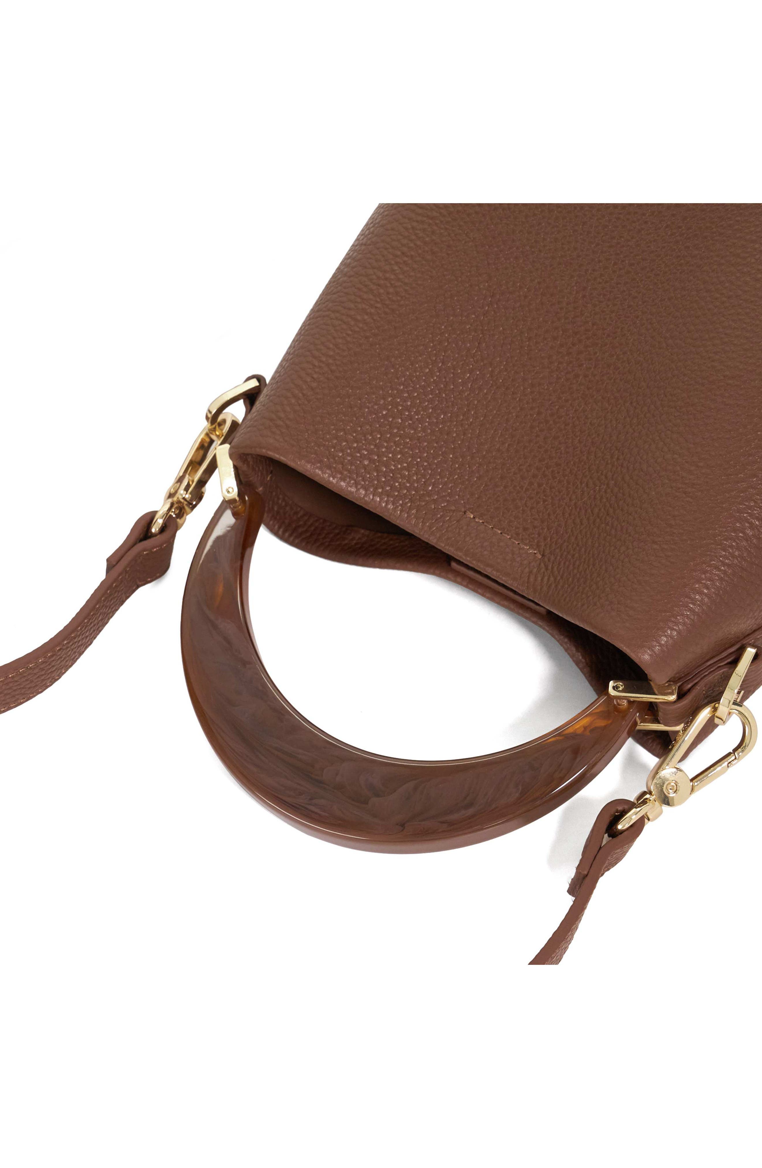 Dharla Leather Top Handle Bag, Alternate, color, BROWN
