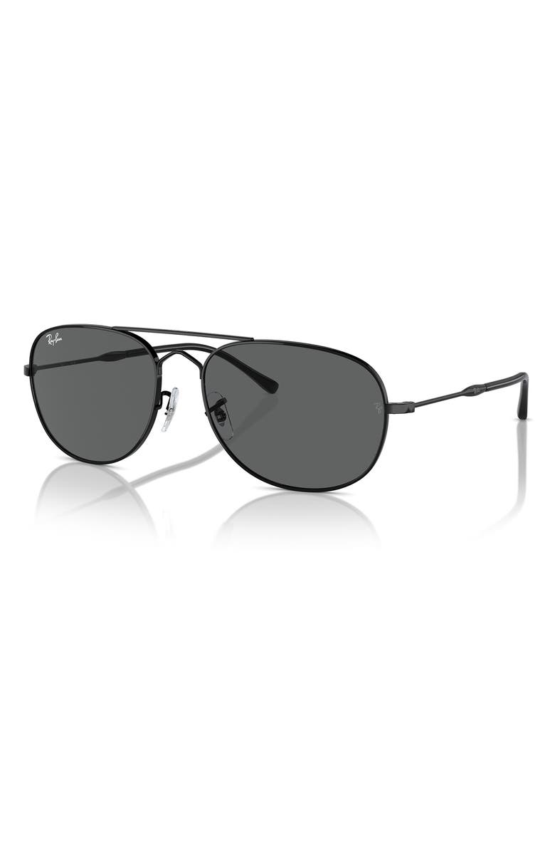 Ray-Ban Bain Bridge 57mm Pillow Aviator Sunglasses, Alternate, color, Black