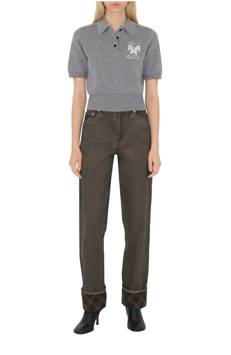Burberry Mirrored Horse Wool Blend Polo Shirt, Main, color, 