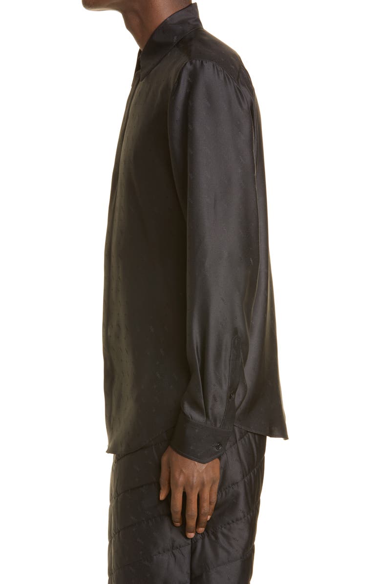 Fendi Sky Logo Jacquard Silk Button-Up Shirt, Alternate, color, 