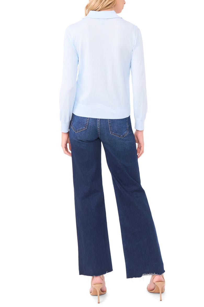 Collared Cotton Blend Cardigan, Alternate, color, OCEAN AIR