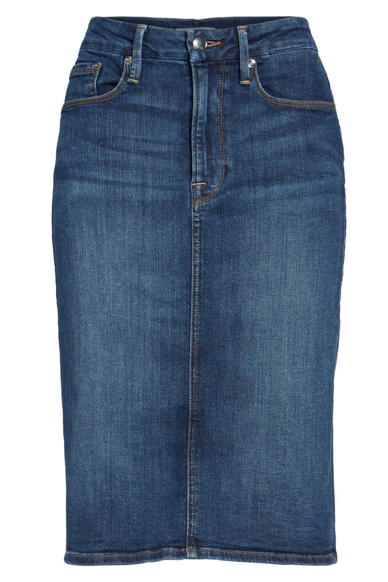 High Rise Denim Pencil Skirt, Alternate, color, BLUE046