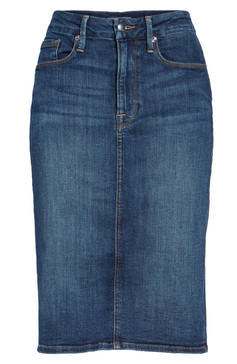 Good American High Rise Denim Pencil Skirt, Alternate, color, 