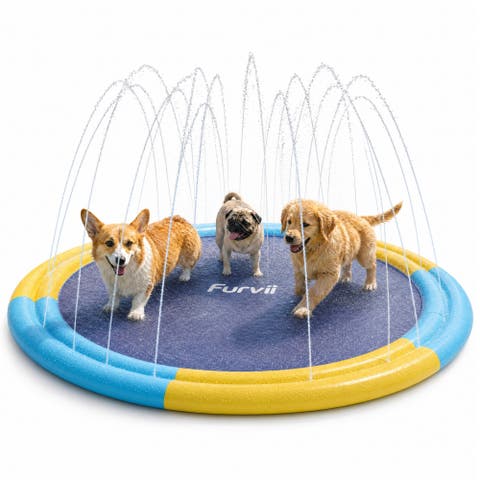 79 Inch Non-Slip Family Splash Pad, 0.43mm Thick BPA Free Sturdy Sprinkler Water Play Mat for Kids Toddlers Dogs Backyard Summer Outdoor Water Toy