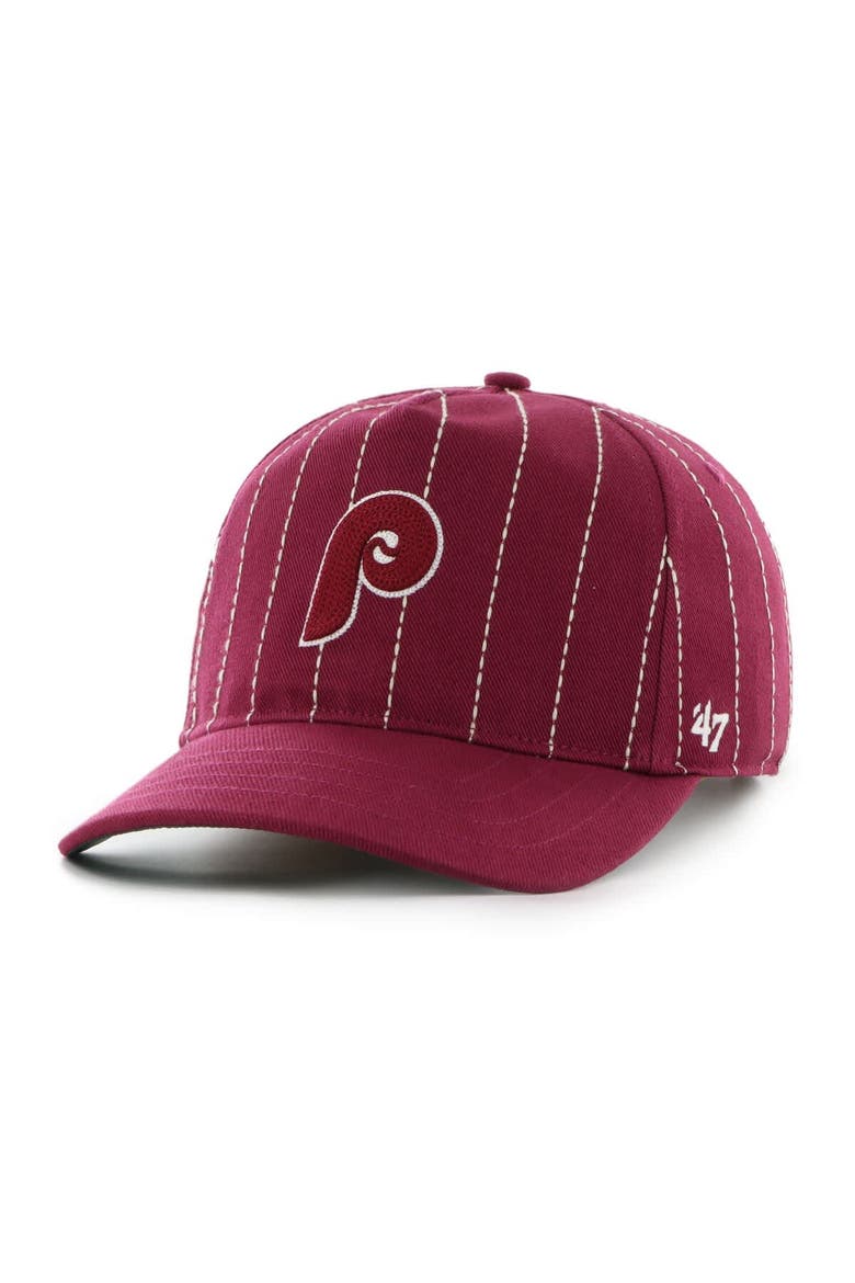Men's '47 x Rawlings Burgundy Philadelphia Phillies Pinstripe Hitch Adjustable Hat, Alternate, color, Burgundy