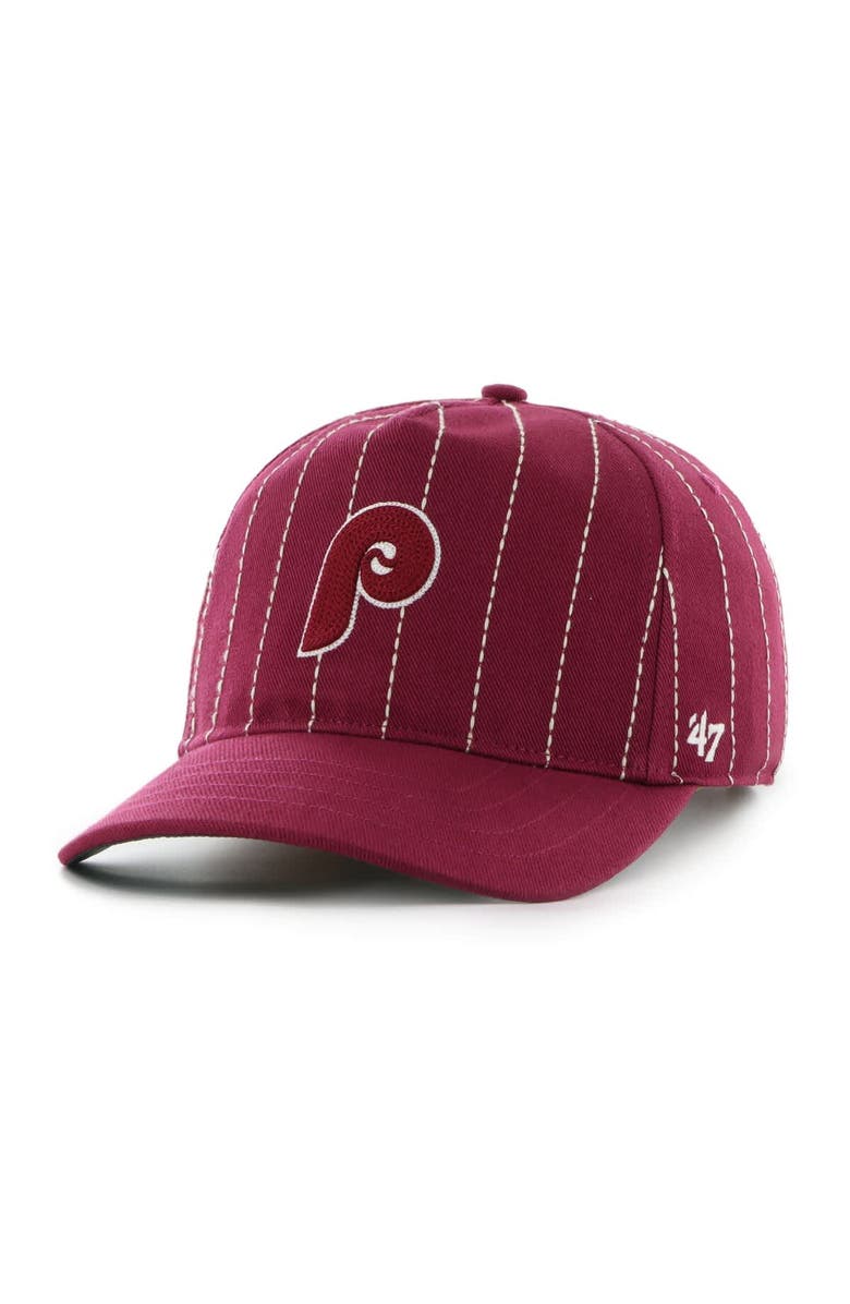 '47 Men's '47 x Rawlings Burgundy Philadelphia Phillies Pinstripe Hitch Adjustable Hat, Alternate, color, Burgundy