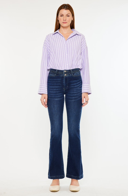 Kancan Caroline High Rise Flare Jeans In Blue
