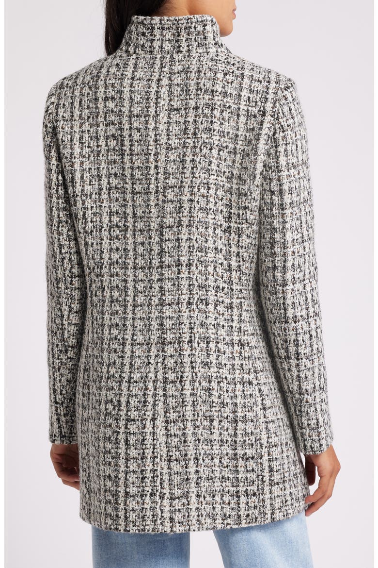 Stand Collar Double Breasted Coat, Alternate, color, NATURAL TWEED