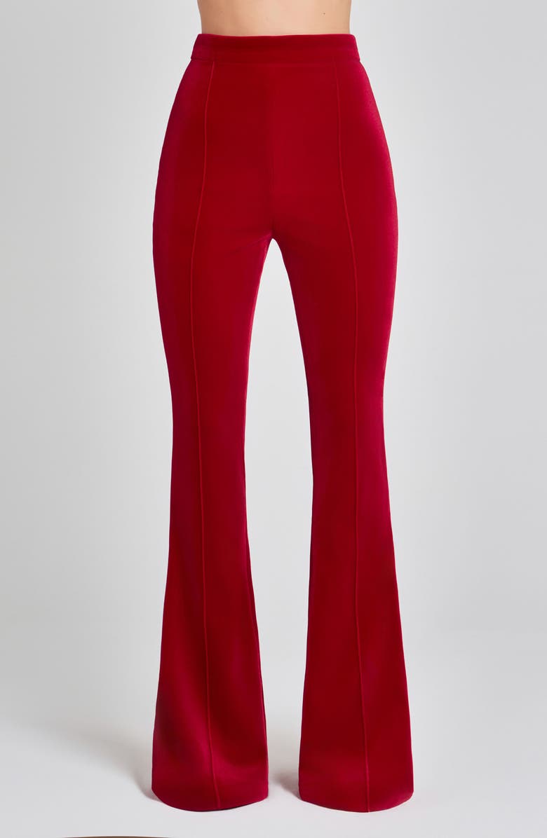 NADINE MERABI Beatrice Flare Leg Trousers, Main, color, Red