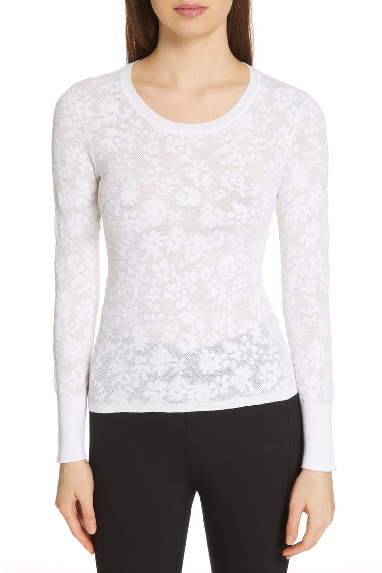 Perry Floral Lace Top, Main, color, WHITE