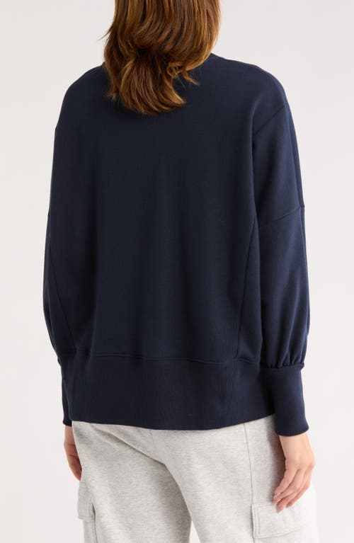 Z By Zella Wind Down Terry Volume Crewneck Sweatshirt In Blue