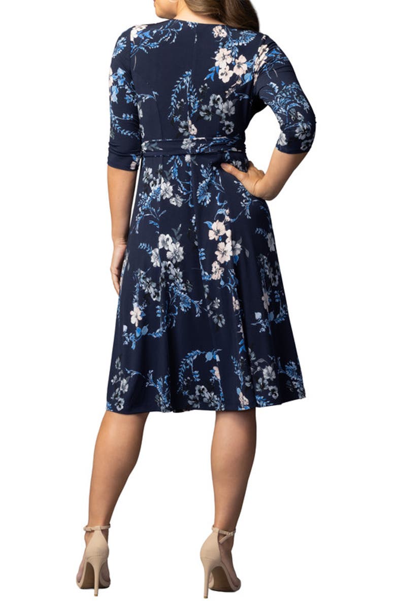 Kiyonna Signature Wrap Dress, Alternate, color, French Blue Garden