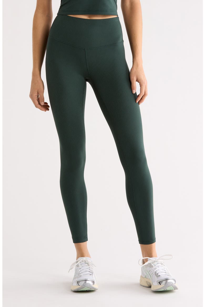 Thrive Rib High Waist 7/8 Leggings, Main, color, GREEN TIMBER