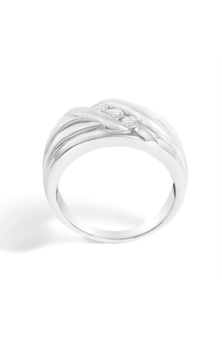 Haus of Brilliance Men's Silver 1/2 Cttw Diamond Channel Set 3-Stone Band Ring, Alternate, color, White