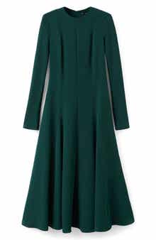 MANGO Seamed Long Sleeve Fit & Flare Dress