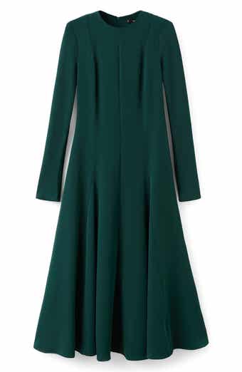 MANGO Seamed Long Sleeve Fit & Flare Dress