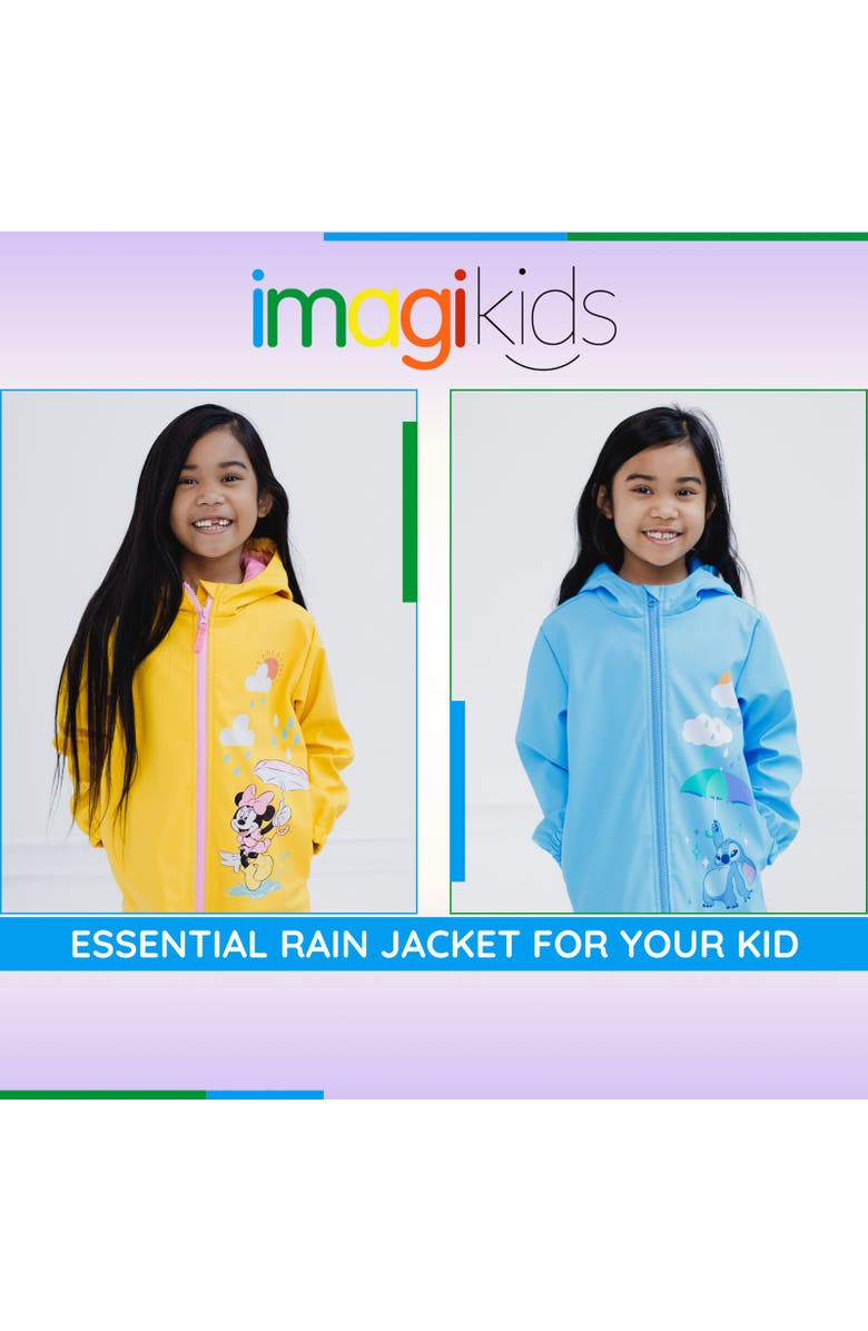 Disney Lilo & Stitch Girls' Hooded Zip-Up Rain Jacket, Alternate, color, Stitch Cloud Blue