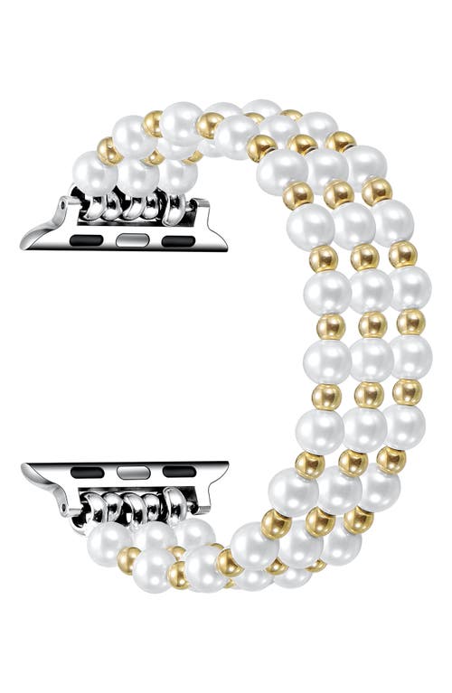 The Posh Tech Eve Beaded Faux Pearl Apple Watch® Watchband In Gold