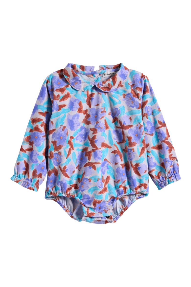 Watercolor All Over Organic Cotton Bodysuit, Main, color, OFF WHITE