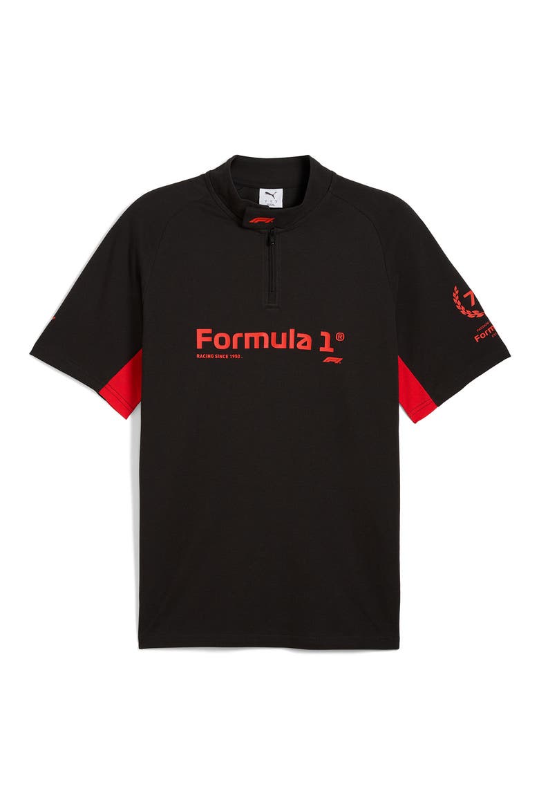 Regular Fit Formula 1® 75 Years Graphic Polo, Alternate, color, PUMA BLACK