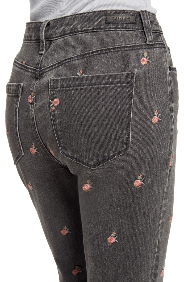 BLANKNYC Rosebud Embroidered High Waist Crop Slim Jeans, Alternate, color,